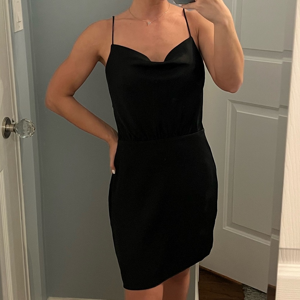 Cotton Candy LA Black Cowl Neck Slip Dress